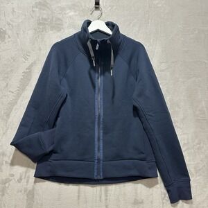 Lululemon Jacket Kick The Cold Women's 12 Navy Track Jacket Funnel Neck Full Zip